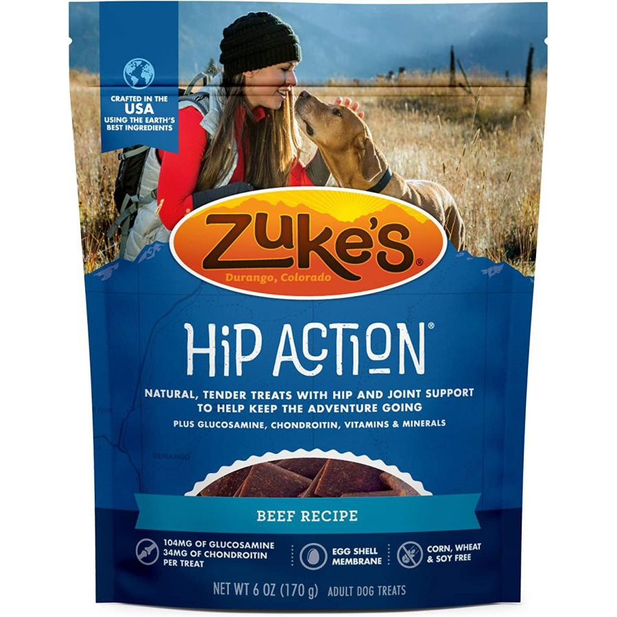 Zukes Hip Action Hip & Joint Supplement Dog Treat - Roasted Beef Recipe-Dog-Zukes-6 oz-