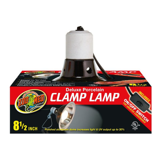 Zoo Med Delux Porcelain Clamp Lamp - Black-Reptile-Zoo Med-150 Watts (8.5" Diameter)-