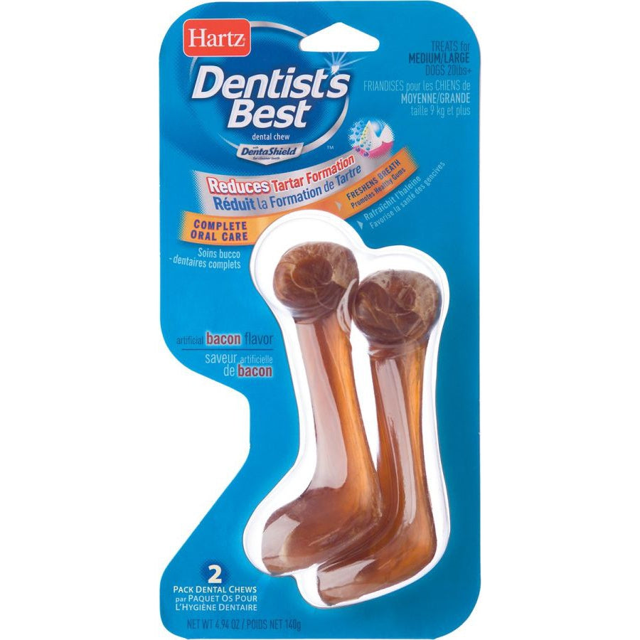 Hartz Dentist's Best Dental Chew with DentaShield - Bacon Flavor-Dog-Hartz-Medium/Large (2 Pack)-