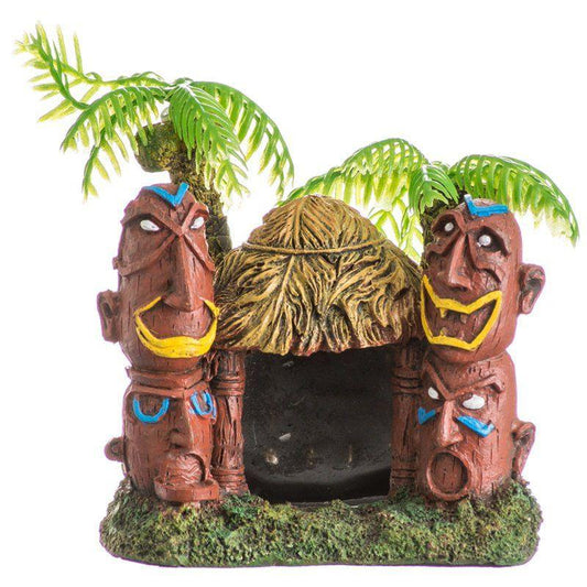 Blue Ribbon Exotic Environments Betta Hut with Palm Trees Aquarium Ornament-Animals & Pet Supplies-BimBimPet-