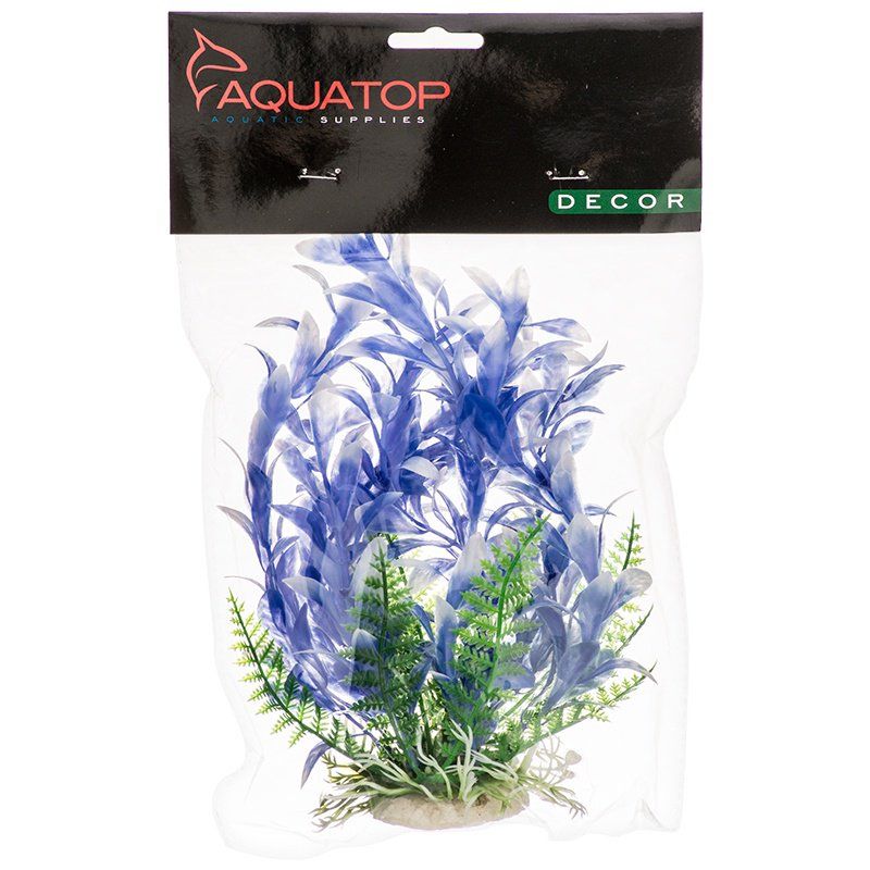 Aquatop Bacopa Aquarium Plant - Blue & White-Fish-Aquatop-6" High w/ Weighted Base-