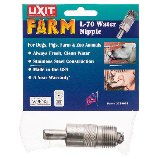 Lixit Water Nipple for Pets, Farm & Zoo Animals-Dog-Lixit-L-70 - (MPT - Fits 1/2" Pipe Fitting)-