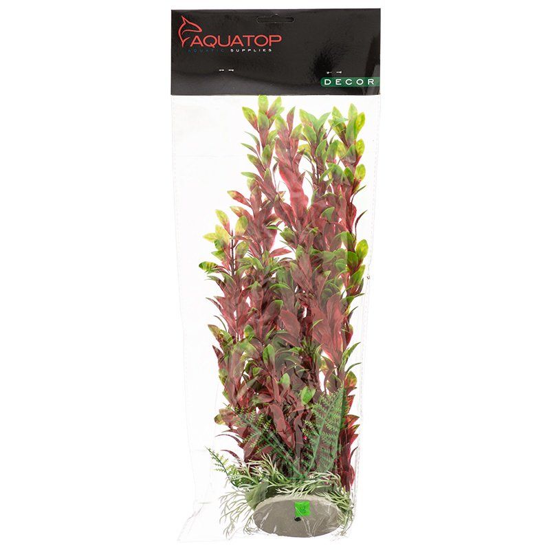 Aquatop Hygro Aquarium Plant - Red & Green-Fish-Aquatop-12" High w/ Weighted Base-