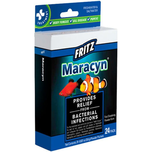 Fritz Maracyn Bacterial Treatment Powder for Freshwater and Saltwater Aquariums-Fish-Fritz Aquatics-24 Count-