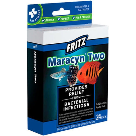 Fritz Maracyn Two Bacterial Medication Powder for Freshwater and Saltwater Aquariums-Fish-Fritz Aquatics-24 Count-