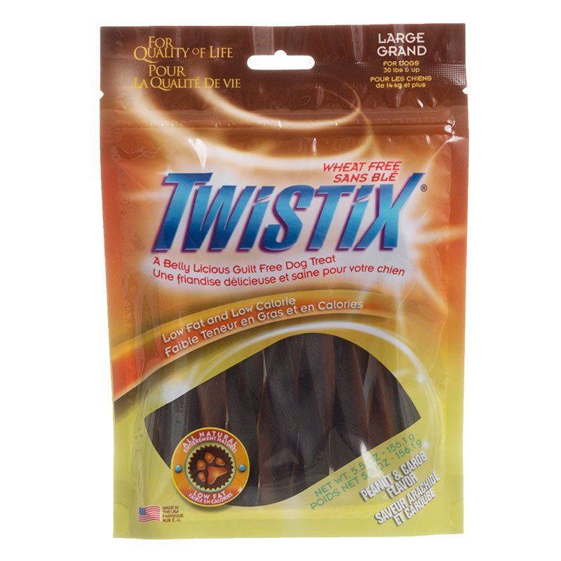 Twistix Wheat Free Dog Treats - Peanut Butter & Carob Flavor-Dog-Twistix-Large - For Dogs 30 lbs & Up - (5.5 oz)-