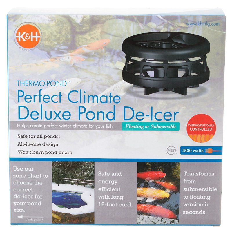 K&H Pet Products Thermo-Pond Perfect Climate Deluxe Pond De-Icer-Fish-K&H Pet Products-1500 Watts with 12' Cord-