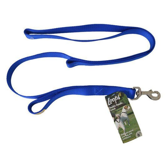 Loops 2 Double Nylon Handle Leash - Blue-Dog-Coastal Pet-6" Long x 1" Wide-