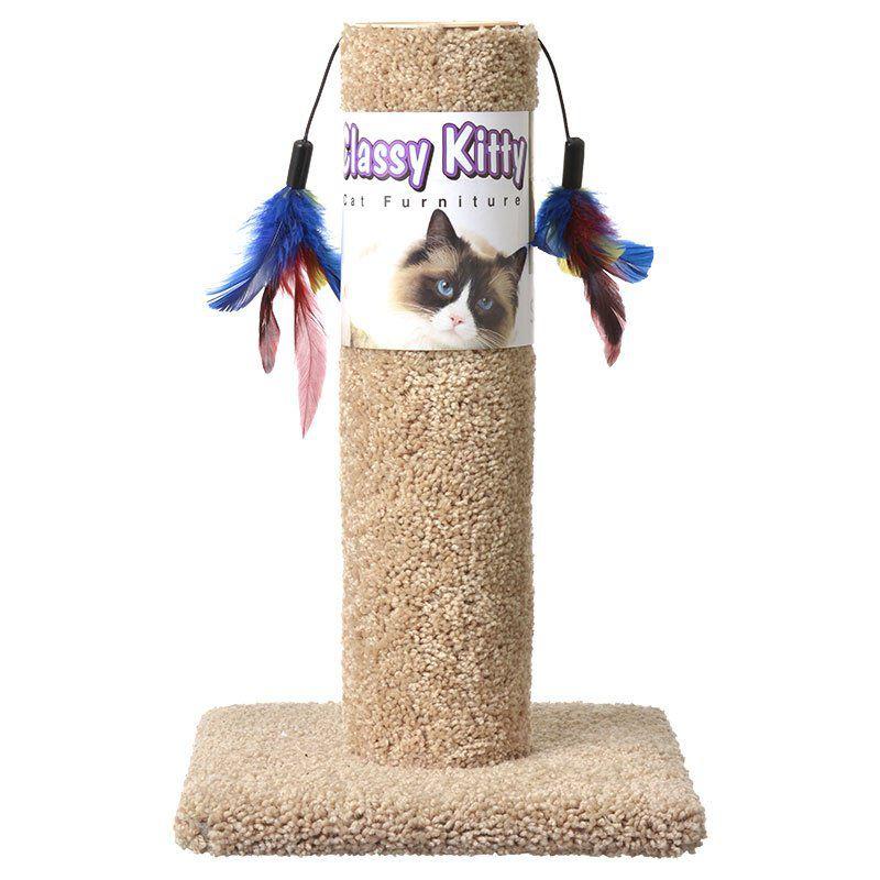 Classy Kitty Cat Scratching Post with Feathers-Cat-North American Pet Products-17.5" High (Assorted Colors)-