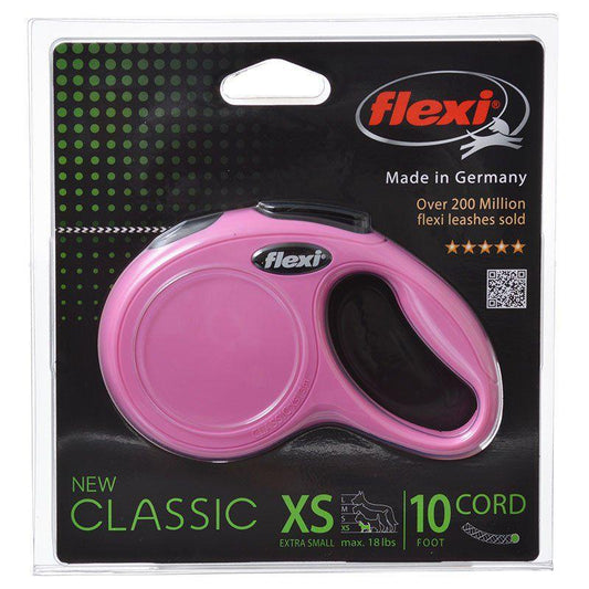 Flexi New Classic Retractable Cord Leash - Pink-Dog-Flexi-X-Small - 10' Lead (Pets up to 18 lbs)-