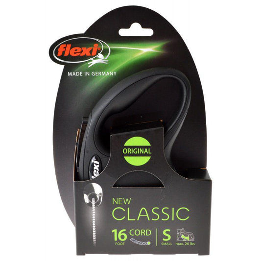 Flexi New Classic Retractable Cord Leash - Black-Dog-Flexi-Small - 16' Cord (Pets up to 26 lbs)-
