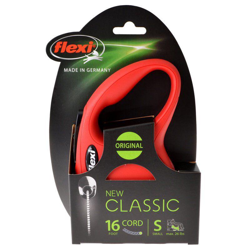 Flexi New Classic Retractable Cord Leash - Red-Dog-Flexi-Small - 16' Lead (Pets up to 26 lbs)-
