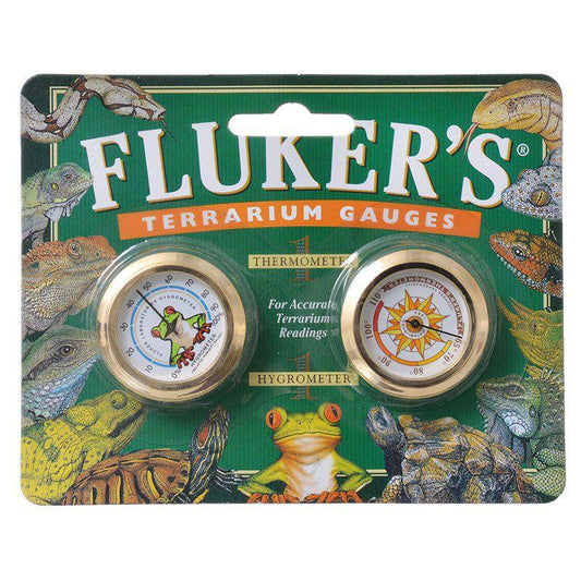 Flukers Terrarium Gauges-Reptile-Flukers-2 Pack - (1 Thermometer & 1 Hygrometer)-