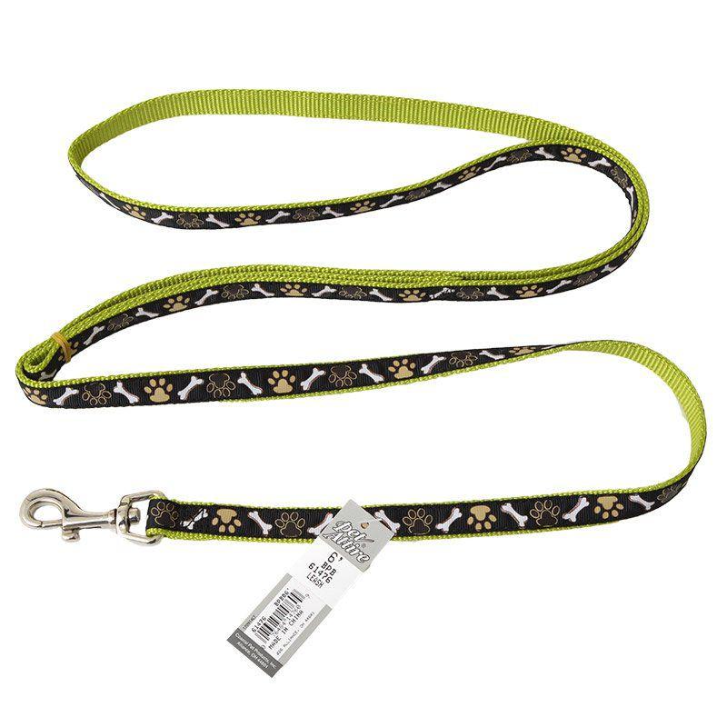 Pet Attire Ribbon Brown Paws & Bones Nylon Dog Leash-Dog-Coastal Pet-6' Long x 5/8" Wide-