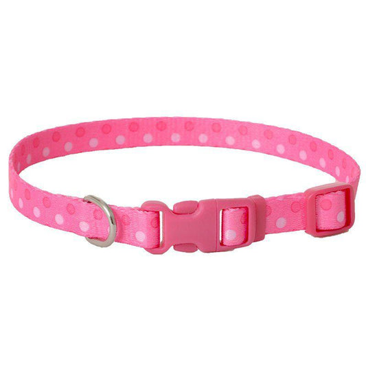 Pet Attire Styles Polka Dot Pink Adjustable Dog Collar-Dog-Coastal Pet-8"-12" Long x 3/8" Wide-