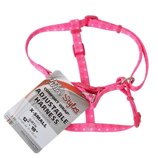 Pet Attire Styles Polka Dot Pink Comfort Wrap Adjustable Dog Harness-Dog-Coastal Pet-Fits 12"-18" Girth - (3/8" Straps)-