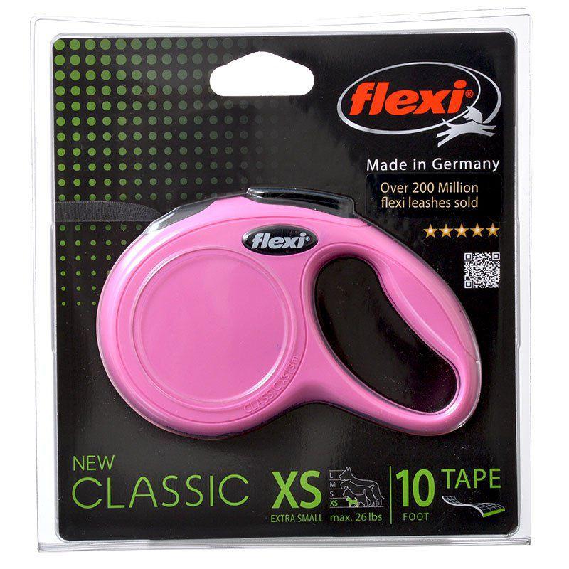 Flexi New Classic Retractable Tape Leash - Pink-Dog-Flexi-X-Small - 10' Lead (Pets up to 26 lbs)-