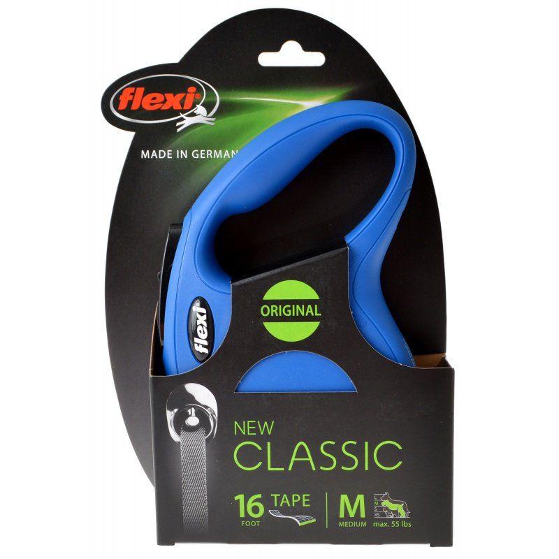Flexi New Classic Retractable Tape Leash - Blue-Dog-Flexi-Medium - 16' Tape (Pets up to 55 lbs)-