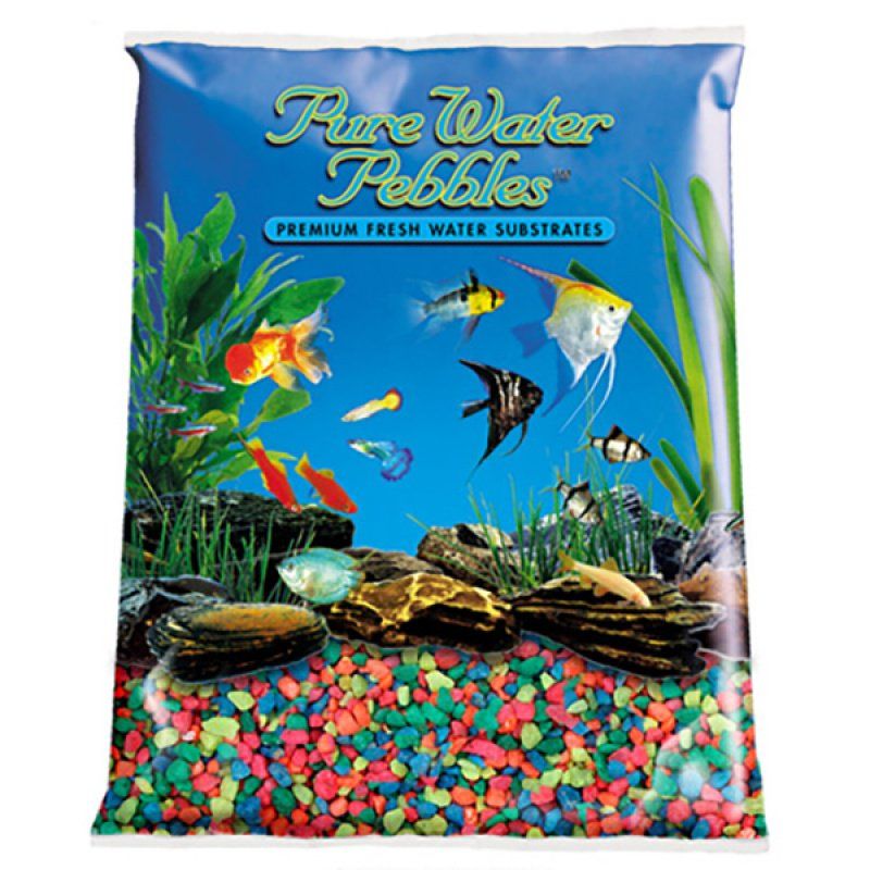 Pure Water Pebbles Aquarium Gravel - Neon Rainbow-Fish-Pure Water Pebbles-5 lbs (3.1-6.3 mm Grain)-