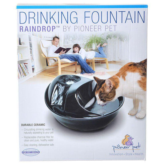Pioneer Raindrop Ceramic Drinking Fountain - Black-Animals & Pet Supplies-BimBimPet-