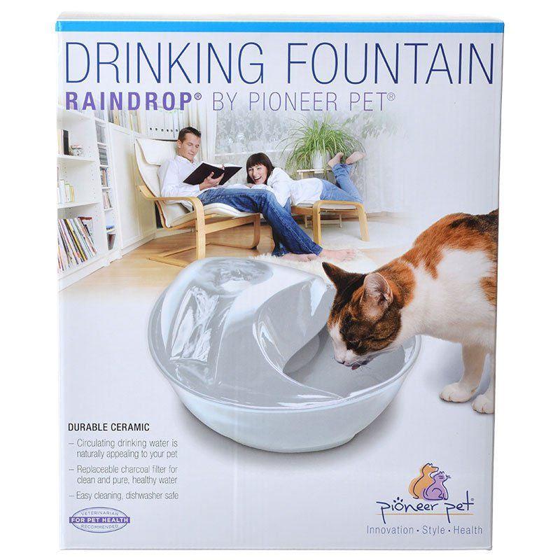 Pioneer Raindrop Ceramic Drinking Fountain - White-Animals & Pet Supplies-BimBimPet-
