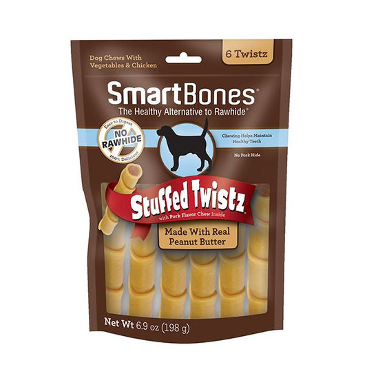 SmartBones Stuffed Twistz with Real Peanut Butter-Dog-Smartbones-6 Pack - (6.9 oz)-