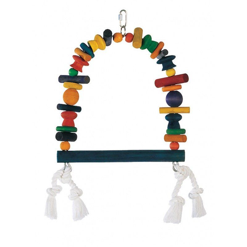 Living World Junglewood Wood & Rope Swing Bird Toy-Bird-Living World-Large - 13" High - (Assorted Colors)-