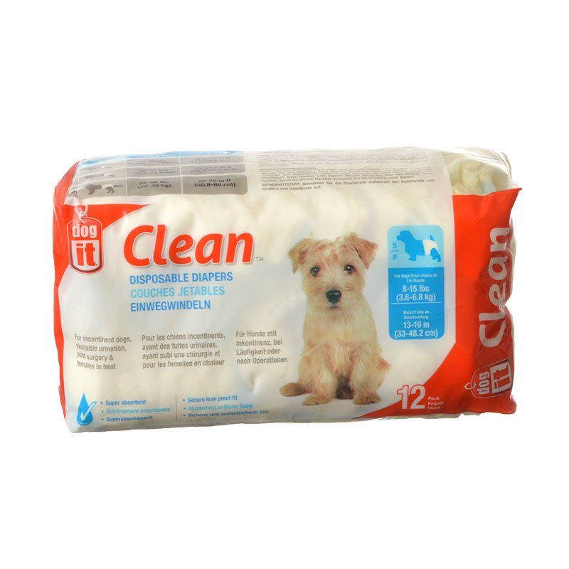 Dog It Clean Disposable Diapers-Dog-Dog It-Small - 12 Pack - 8-15 lb Dogs - (13-19" Waist)-
