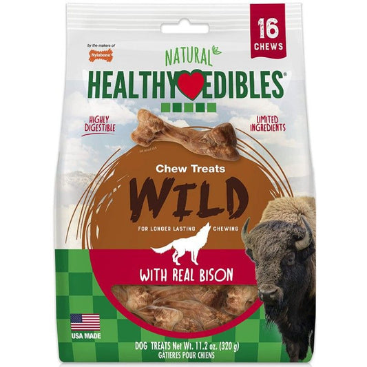 Nylabone Natural Healthy Edibles Wild Bison Chew Treats-Dog-Nylabone-Small - 16 Pack-
