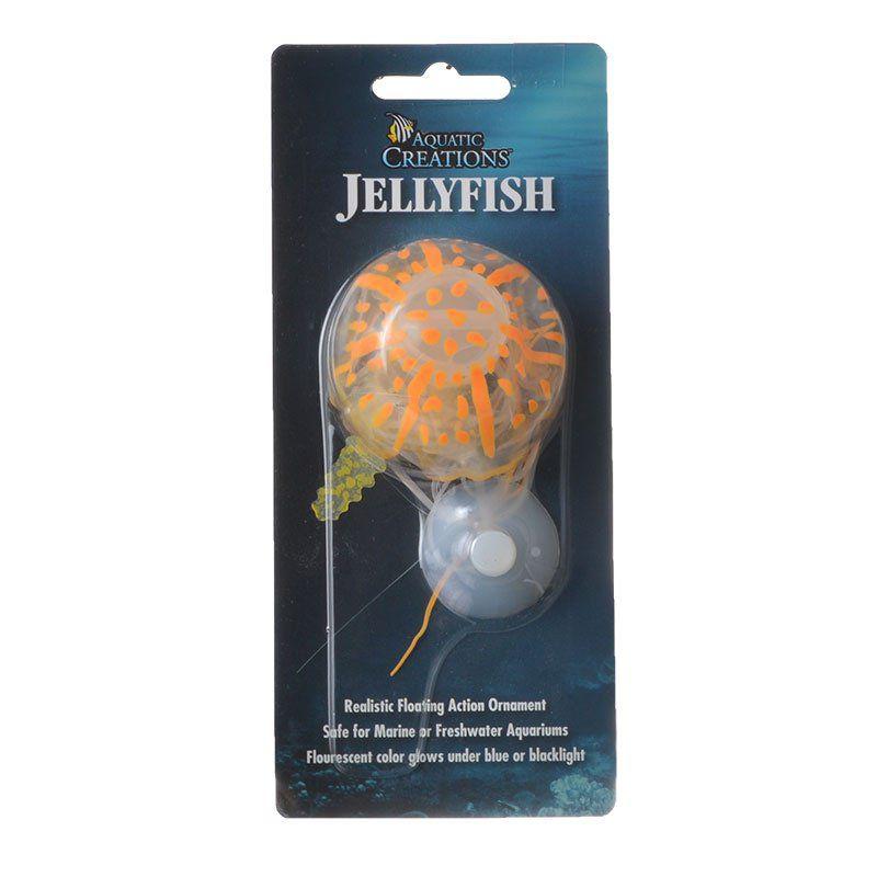 Aquatic Creations Glowing Jellyfish Aquarium Ornament - Orange-Fish-Aquatic Creations-1 Pack-
