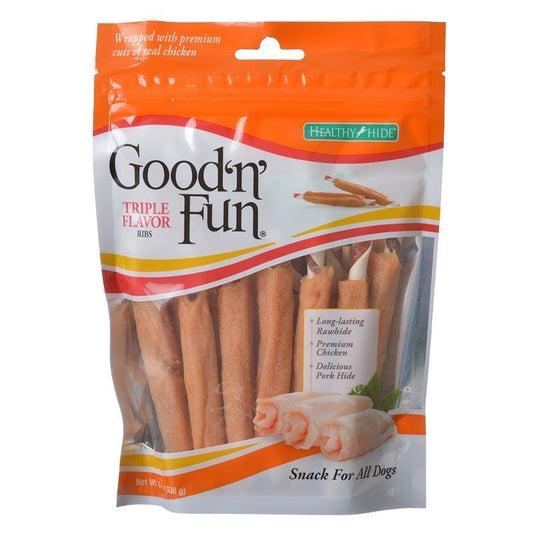 Healthy Hide Good 'n' Fun Triple-Flavor Twists - Beef, Pork & Chicken-Dog-Healthy Hide-Regular - 6 Pack-