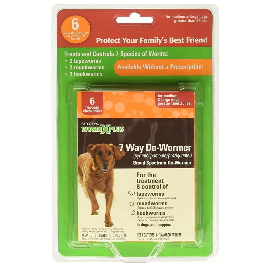 Sentry Worm X Plus - Large Dogs-Dog-Sentry-6 Count-