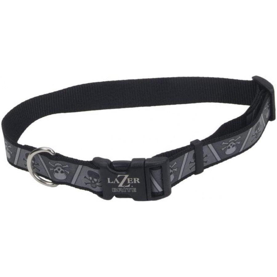 Coastal Pet Lazer Brite Reflective Adjustable Dog Collar - Skulls and Crossbones-Animals & Pet Supplies-BimBimPet-