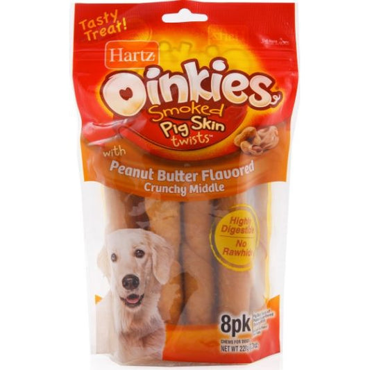 Hartz Oinkies Pig Skin Twists - Peanut Butter Flavor-Animals & Pet Supplies-BimBimPet-