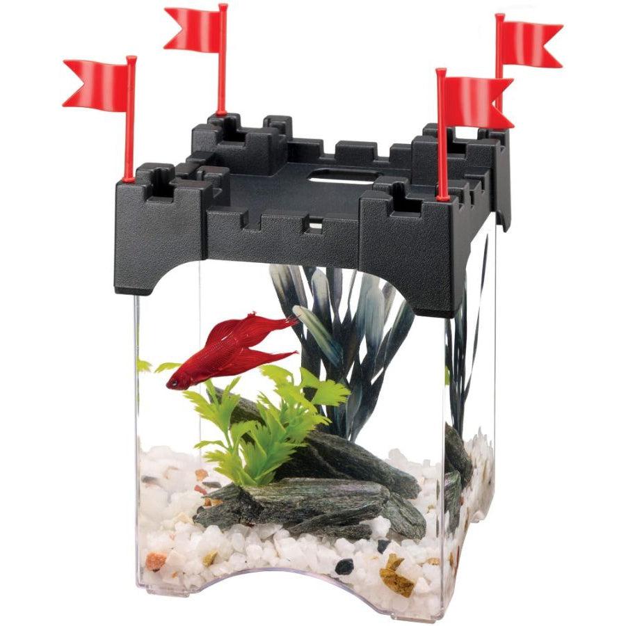 Aqueon Betta Castle Aquarium Kit - Black-Fish-Aqueon-1/2 Gallon - (6.13"L x 6.13"W x 7"H)-