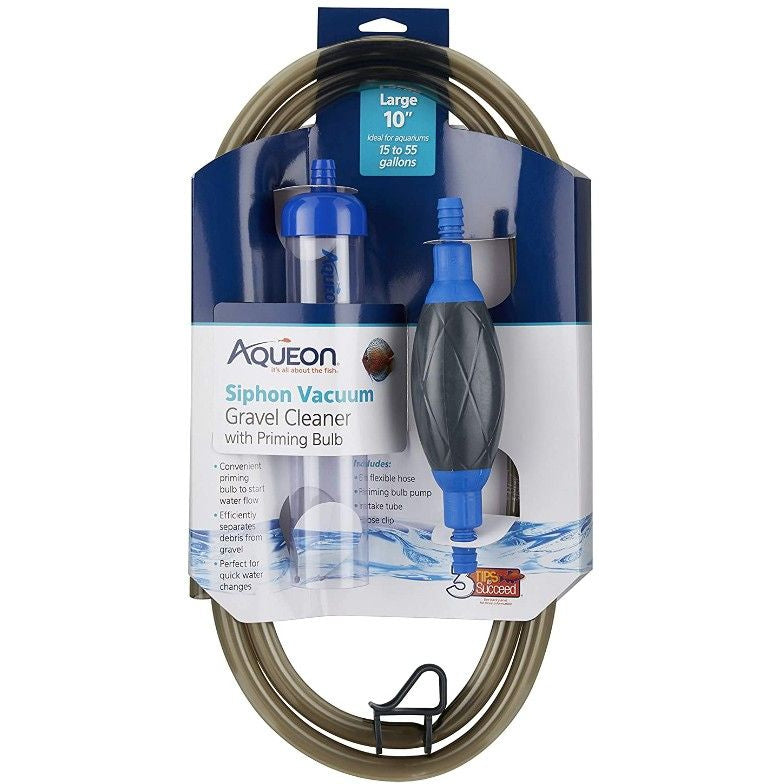 Aqueon Siphon Vacuum Gravel Cleaner with Priming Bulb-Fish-Aqueon-Large - 10" Tube with 6' Hose - (Aquariums 15-55 Gallons)-