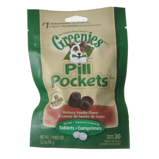 Greenies Pill Pockets Dog Treats Hickory Smoke Flavor-Dog-Greenies-Tablets - 3.2 oz - (Approx. 30 Treats)-