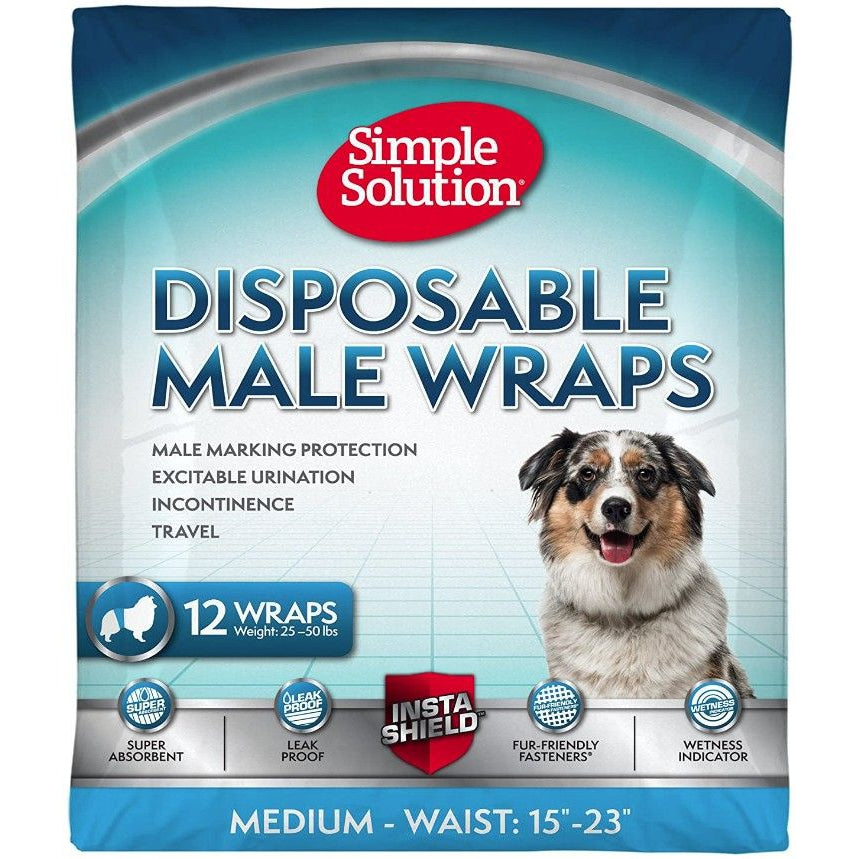 Simple Solution Disposable Male Wraps - Medium-Dog-Simple Solution-12 Count-