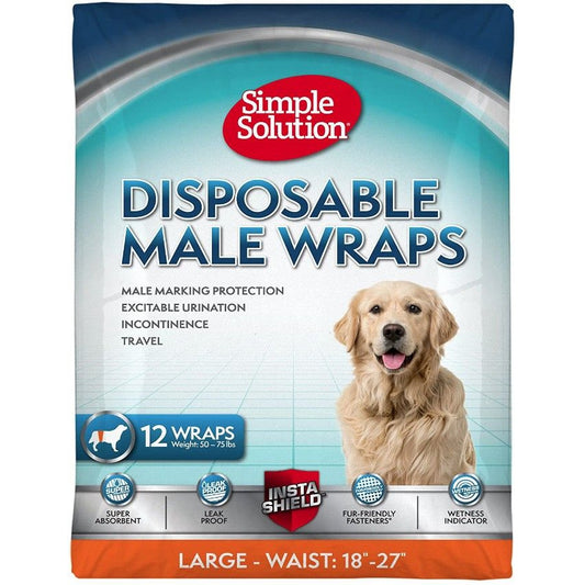 Simple Solution Disposable Male Wraps - Large-Dog-Simple Solution-12 Count-