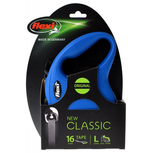 Flexi New Classic Retractable Tape Leash - Blue-Dog-Flexi-Large - 16' Tape (Pets up to 110 lbs)-