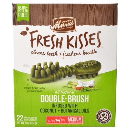 Merrick Fresh Kisses Coconut Oil Double-Brush Dental Treats - Medium-Animals & Pet Supplies-BimBimPet-