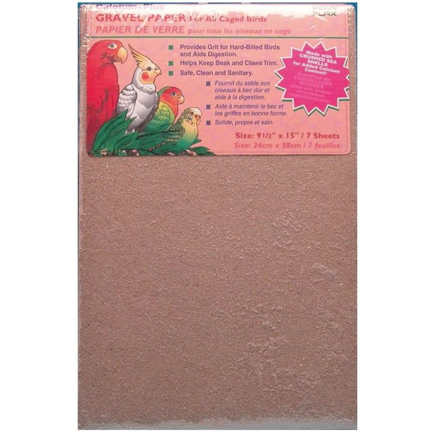 Penn Plax Calcium Plus Gravel Paper for Caged Birds-Bird-Penn Plax-9.5" x 15" - 7 Pack-