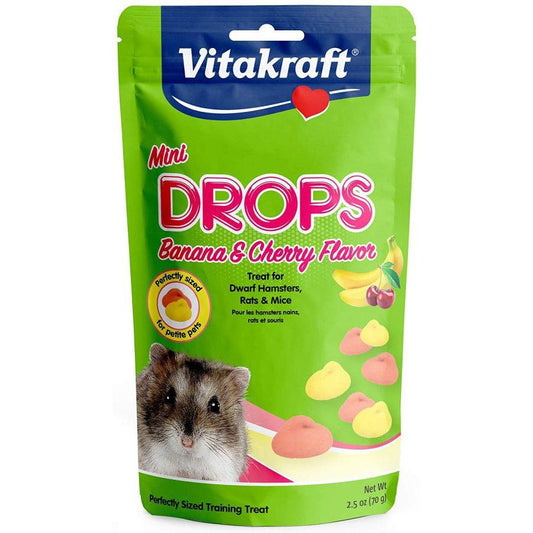 Vitakraft Mini Drops Treat for Hamsters, Rats & Mice - Banana & Cherry Flavor-Small Pet-Vitakraft-2.5 oz-