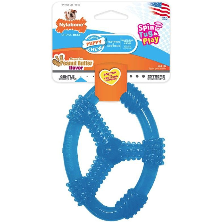 Nylabone Puppy Chew Ring Peanut Butter Toy - Wolf-Dog-Nylabone-1 count-