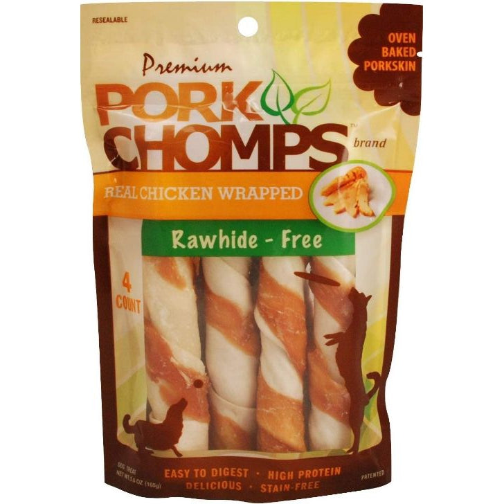 Pork Chomps Premium Real Chicken Wrapped Twists - Large-Dog-Scott Pet-4 count-