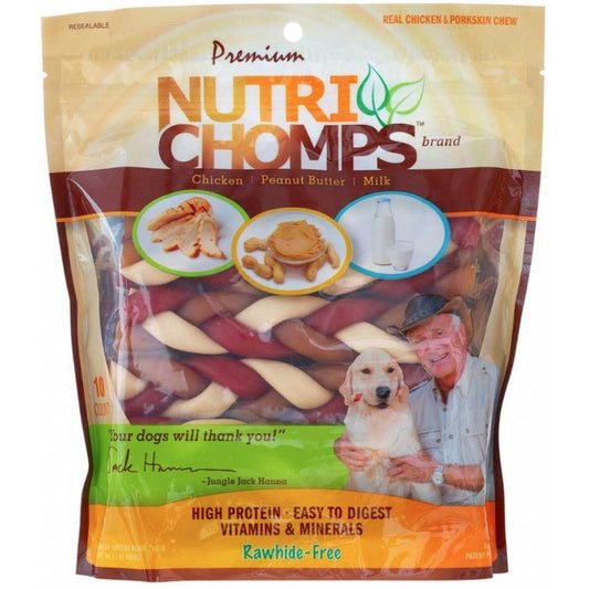 Nutri Chomps Premium Mixed Flavor Braids Dog Chews 6 Inch-Dog-Scott Pet-10 count-