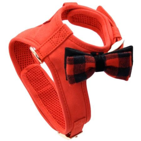 Coastal Pet Accent Microfiber Dog Harness Retro Red with Plaid Bow-Dog-Coastal Pet-Medium-