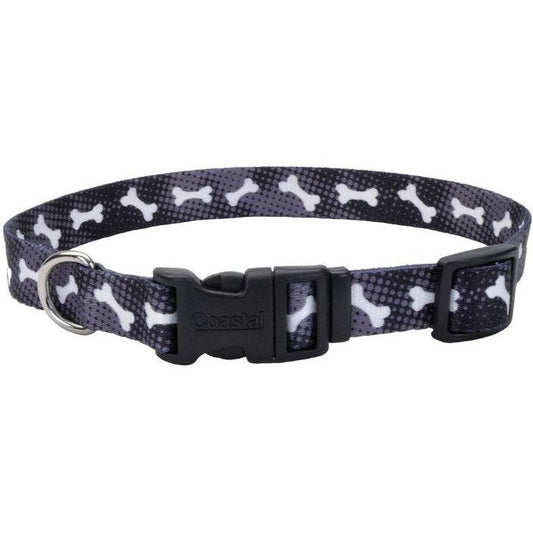 Coastal Pet Styles Nylon Adjustable Dog Collar Black Bones 1" W x 18-26" Long-Dog-Coastal Pet-1 count-