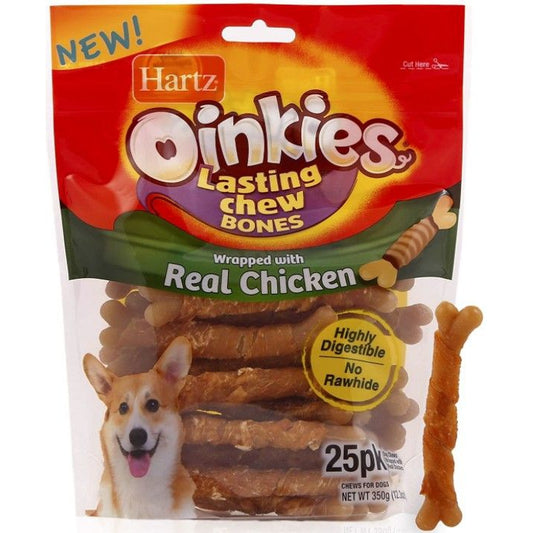 Hartz Oinkies Long Lasting Chew Bones Wrapped With Real Chicken-Dog-Hartz-25 count-