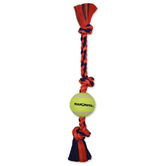 Mammoth Flossy Chews Color 3-Knot Tug with Tennis Ball 20" Medium-Dog-Mammoth-1 count-